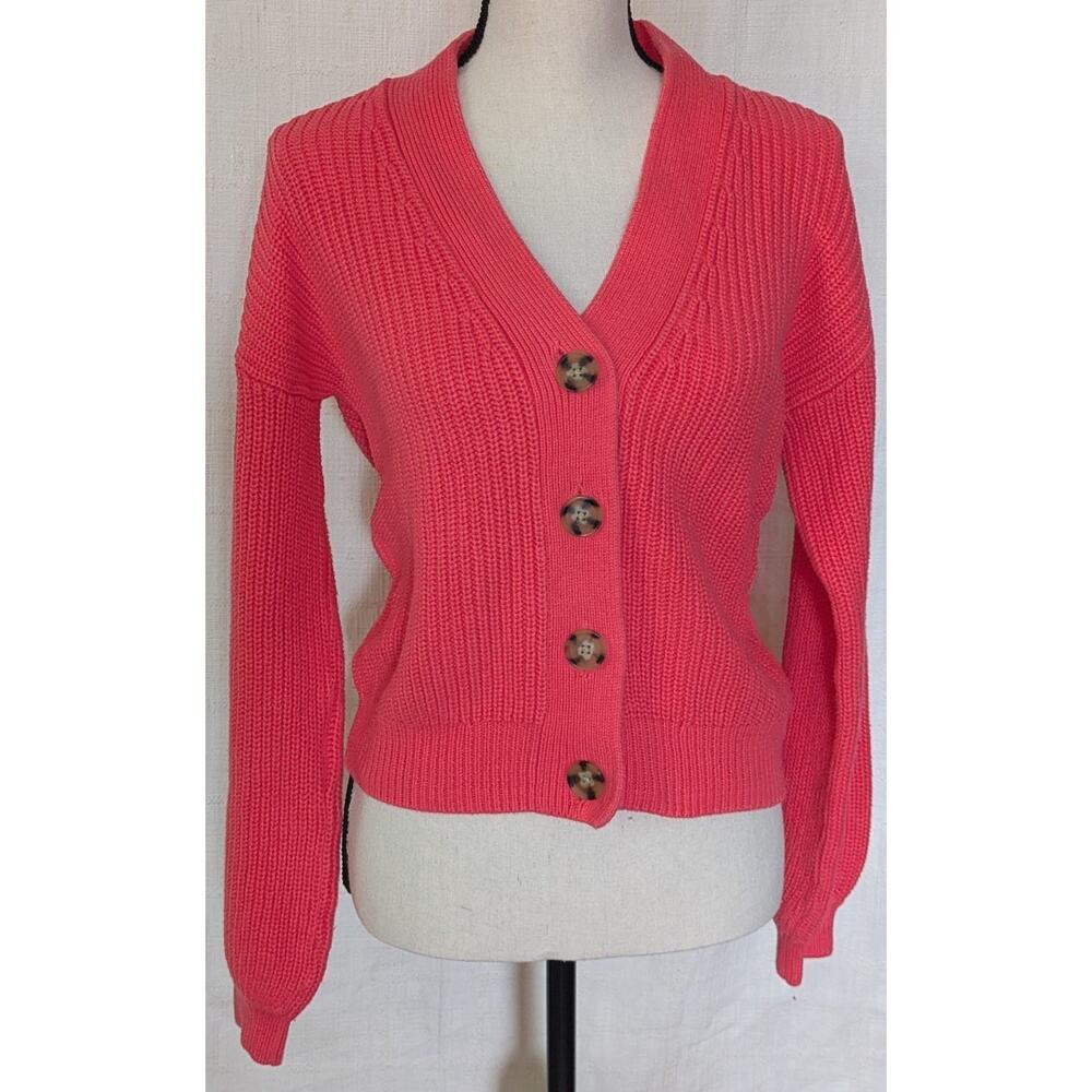Gap Button Front Cardigan Sweater V Neck Rose Bush Pink Women’s Size Small